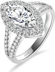 Marquise Cut Moissanite 925 Sterling Silver Modern Engagement Ring for Women