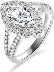 Platnum Engagement Ring for Women - Marquise Cut 1 Carat Diamond