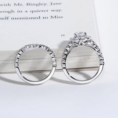 2 PC Cushion Cut Halo CVD Diamond 10K Gold Bridal Wedding & Engagement Ring Set for Women