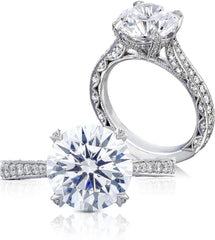 2 PC Round Brilliant Cut CVD Diamond Bridal Wedding & Engagement Ring Set for Women