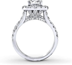 2PC Round Cut CVD Diamond 10K Gold Bridal Engagement Ring Set for Women