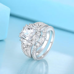 2 PC Princess Cut Moissanite Sterling Silver Infinity Couple Wedding & Engagement Ring Set for Women