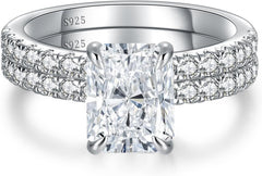 2 PC Radiant Cut CVD Diamond Bridal Wedding Engagement Ring Set Promise Anniversary Rings for Women