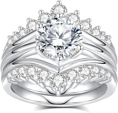 Round Cut Moissanite 925 Sterling Silver Bridal Engagement & Wedding Ring Set for Women – Promise & Anniversary Gift