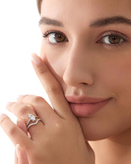 2PC Marquise Cut Moissanite Sterling Silver Bridal Engagement Ring Set with Wedding Band for Women