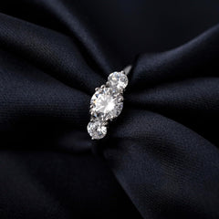 3-Stone Moissanite 925 Sterling Silver Bridal Engagement & Promise Ring for Women