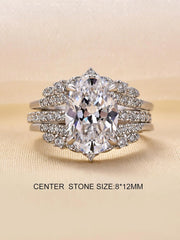 2 PC Oval Cut CVD Diamond 10K Gold Insert Bridal Wedding Engagement Ring Set for Women
