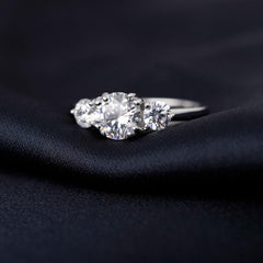 3-Stone CVD Diamond 925 10K Gold Bridal Engagement & Promise Ring for Women