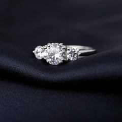 3-Stone Moissanite 925 Sterling Silver Bridal Engagement & Promise Ring for Women