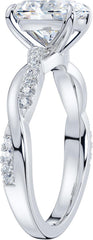 Oval Cut Genuine CVD Diamond 4-Prong Petite Twisted Vine 10K Gold Engagement & Promise Ring