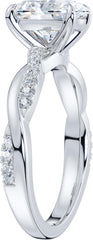 Sterling Silver 4-Prong Petite Twisted Vine Oval Cut Genuine Moissanite Engagement Ring Promise Bridal Ring