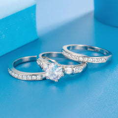3 PC Princess Cut CVD Diamond 14K Gold Bridal Wedding & Engagement Ring Set for