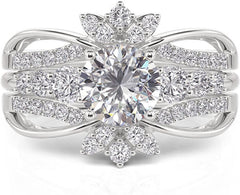 2 PC Twist Infinity Sterling Silver Bridal Wedding & Engagement Ring Set for Women