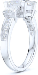 Princess Cut Simulated Moissanite Sterling Silver Three-Stone Promise & Engagement Ring for Women