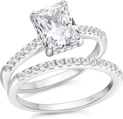 2 PC Radiant Cut CVD Diamond 10K Gold Solitaire Bridal Wedding & Engagement Ring Set for Women