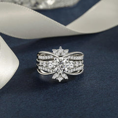 2 PC Twist Infinity Sterling Silver Bridal Wedding & Engagement Ring Set for Women