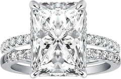 2 PC Radiant Cut Moissanite Sterling Silver Bridal Wedding & Engagement Ring Set for Women