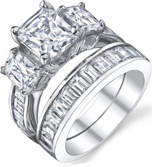 2 PC Radiant Cut CVD Diamond 10K Gold Bridal Wedding Engagement Ring Set for Women