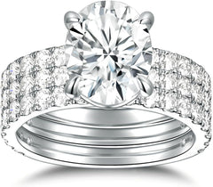 3 Piece Moissanite Wedding Ring Set 3CT D Color Sterling Silver