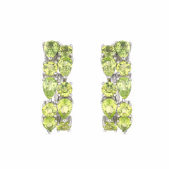 S925 Sterling Silver Natural Peridot Earrings Birthstone Gemstone Jewelry Gift