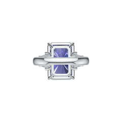 Sterling Silver Royal Blue Sapphire Engagement Ring Emerald OCT 16X12mm