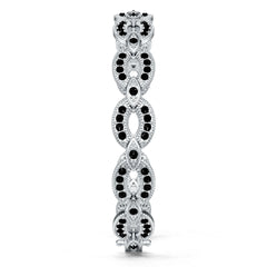 Sterling Silver Moissanite or Sapphire Bracelet Round RD 2x2mm Extenable W/ Black Moissanite