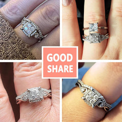 2 PC Infinity Round Cut Princess Cluster CVD Diamond Sterling Silver Wedding & Engagement Ring Set for Women