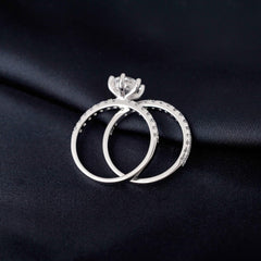 2 PC Round Cut CVD Diamond 18K Gold Infinity Eternity Solitaire Engagement & Wed
