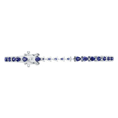 Sterling Silver Royal Blue Sapphire Moissanite or Sapphire Bracelet Pear PE 4X3mm
