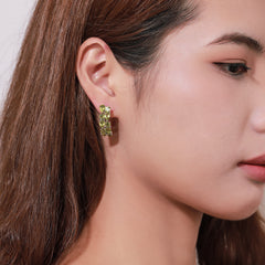 S925 Sterling Silver Natural Peridot Earrings Birthstone Gemstone Jewelry Gift