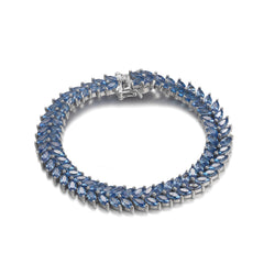 Lab Created Tanzanite Bracelet 925 Sterling Sliver Rhombus Fishtail Shape  Classic Elegant Bracelet