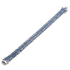 Lab Created Tanzanite Bracelet 925 Sterling Sliver Rhombus Fishtail Shape  Classic Elegant Bracelet