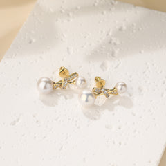 S925 Sterling Silver Ladies Pearl Earrings Freshwater Cultured White Pearl Earrings Hypoallergenic Earrings Jewelry Gift