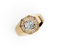 Platinum Round RD 6x6mm Men's Ring Halo Moissanite