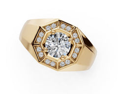 Platinum Moissanite Round RD 6x6mm Men's Ring Halo Moissanite