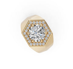 Men's 10K Gold Moissanite Ring Round RD 9.5x9.5mm