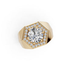 Men's Platinum CVD Diamond Ring Round RD 9.5x9.5mm