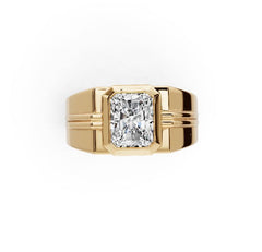 Men's 10K Gold Moissanite Ring Emerald OCT 9X7mm
