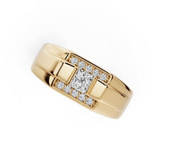 Men's Ring 14K Gold Moissanite Ring Princess SQ 4X4mm