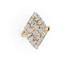 Sterling Silver Moissanite Cluster Ring Pear PE 5x3mm