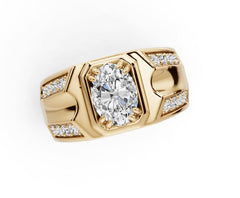 Men's 18K Gold Moissanite Ring Oval OV 7x5mm