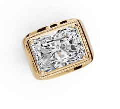 Men's 18K Gold Moissanite Ring Emerald OCT 14x10mm