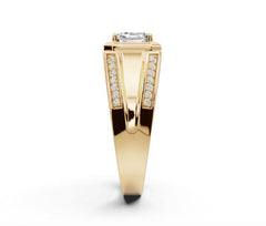 Men's 14K Gold CVD Diamond Ring Round RD 6x6mm Unisex Ring
