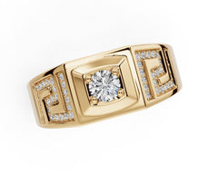 Men's Platinum Moissanite Ring Round RD 4x4mm