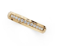 Platinum Moissanite Ring Men's Wedding Band Moissanite Prong Set Half Enternity Band