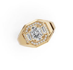 Men's Platinum CVD Diamond Ring Oval OV 8x6mm Halo