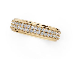 Men's Sterling Silver Pave Band Ring CVD Diamond