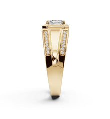 Men's 18K Gold Moissanite Ring Round RD 6x6mm Unisex Ring