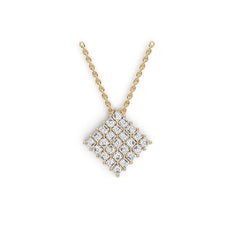 10K Gold Diamond-Shaped Cluster Pendant