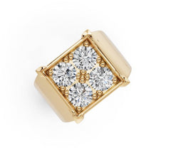 Men‘s Sterling Silver Moissanite Ring Round RD 5x5mm 4 Stones